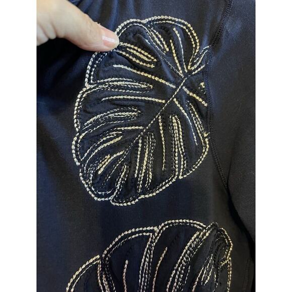 Tommy Bahama Navy Blue Zip Jacket Embroidered Leaf Women Sz S Tropical Vacation - Picture 3 of 6